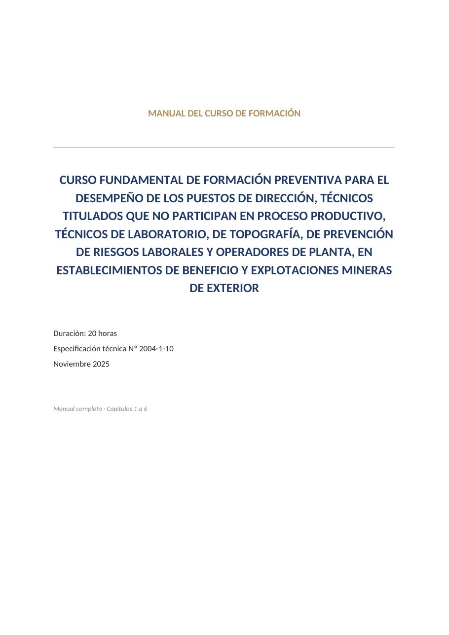 Portada del Manual del Curso Fundamental de Formación Preventiva